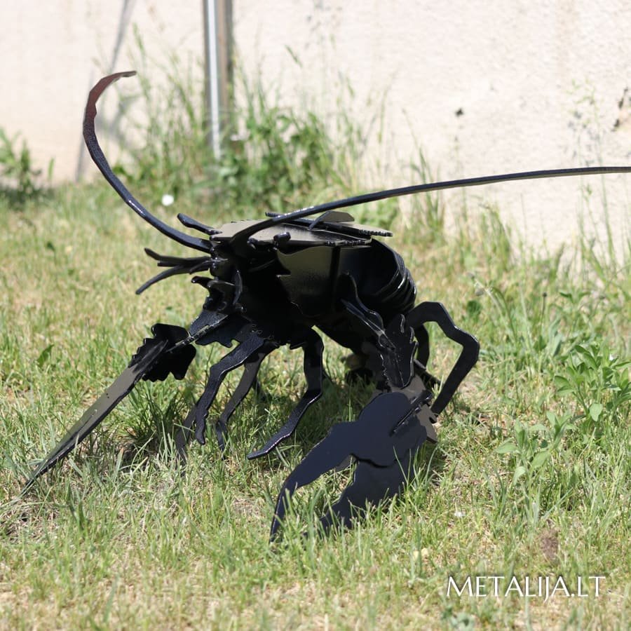 Metalinis vėžys kiemo puošmena iš priekio